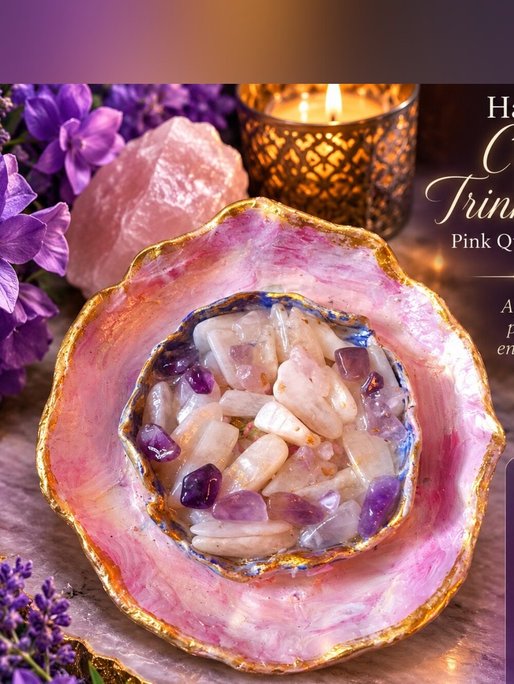 Pink Quartz & Amethyst Decorative Bowl Set